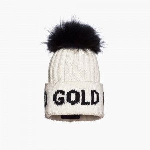 Ciapka Goldbergh HODD faux pom Biele | OQXWGDN-69