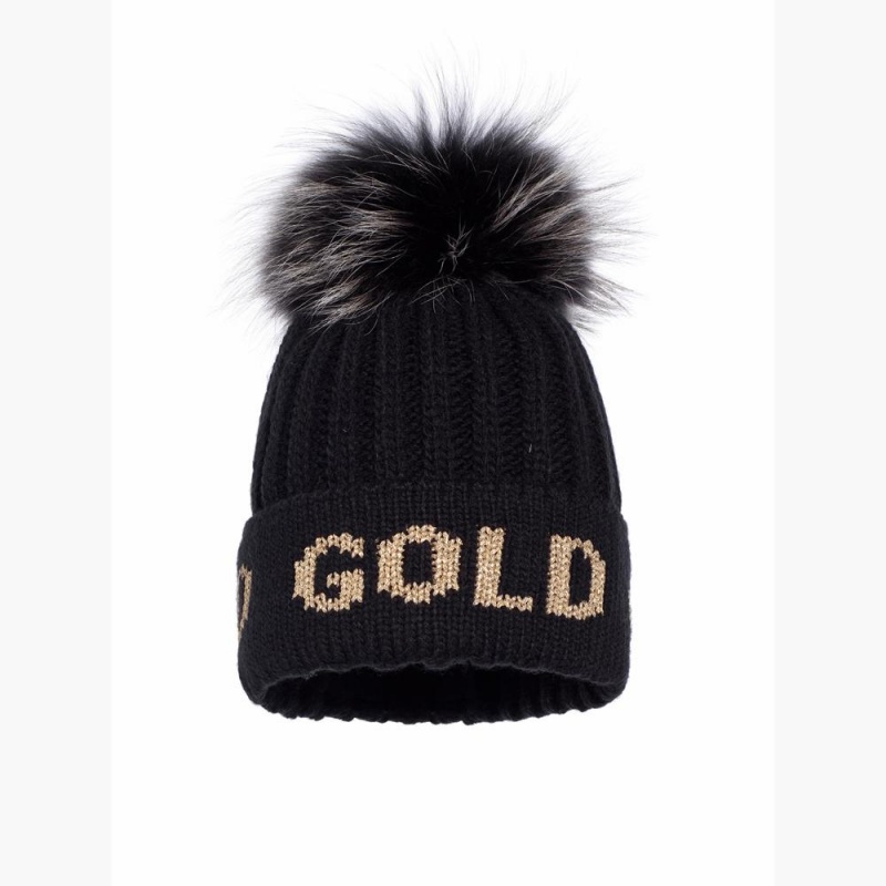 Ciapka Goldbergh HODD faux pom Čierne Zlate | TPGLISO-95