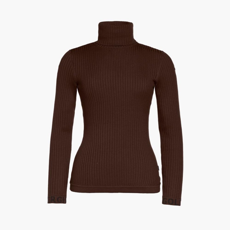 Sveter Goldbergh MIRA long sleeve knit Tmavo Hnede | WXOQUKV-69