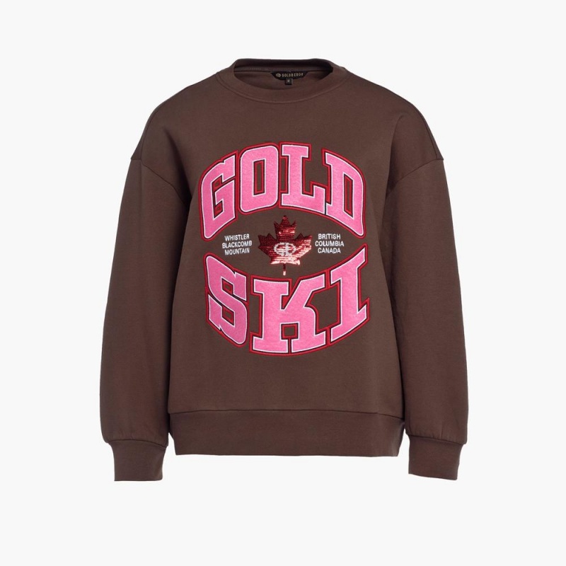 Sveter Goldbergh RINK crew neck Hnede | EUPLTBO-15