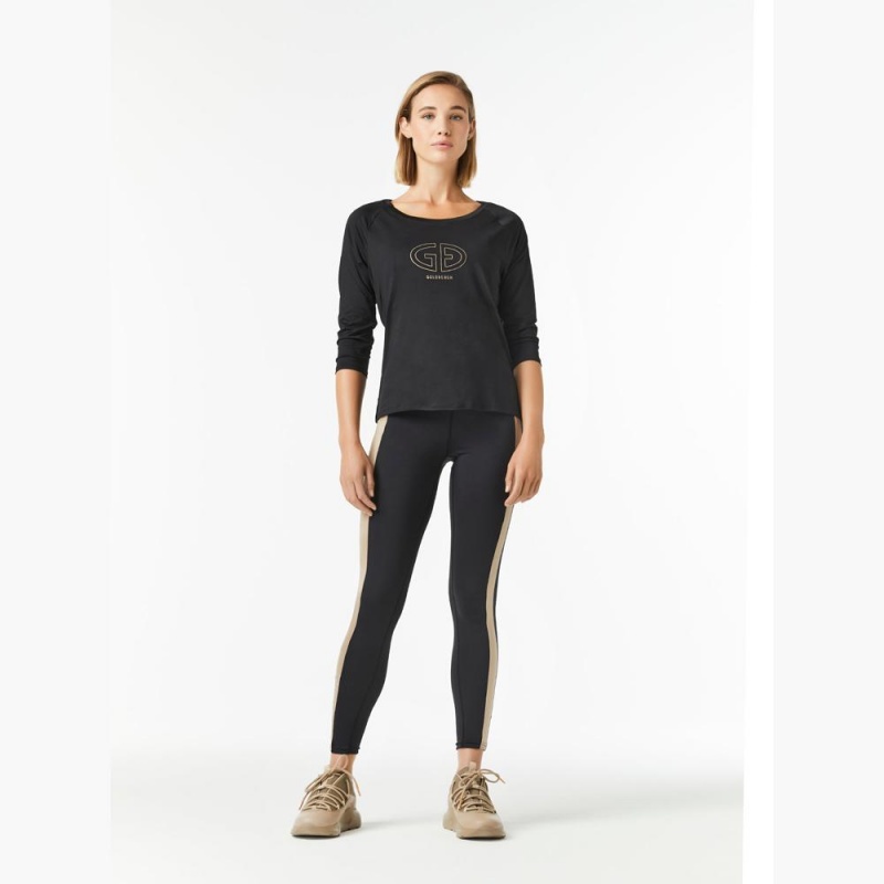 Tricko Goldbergh RAVEN 3/4 sleeve Čierne | ZYMXKTP-56