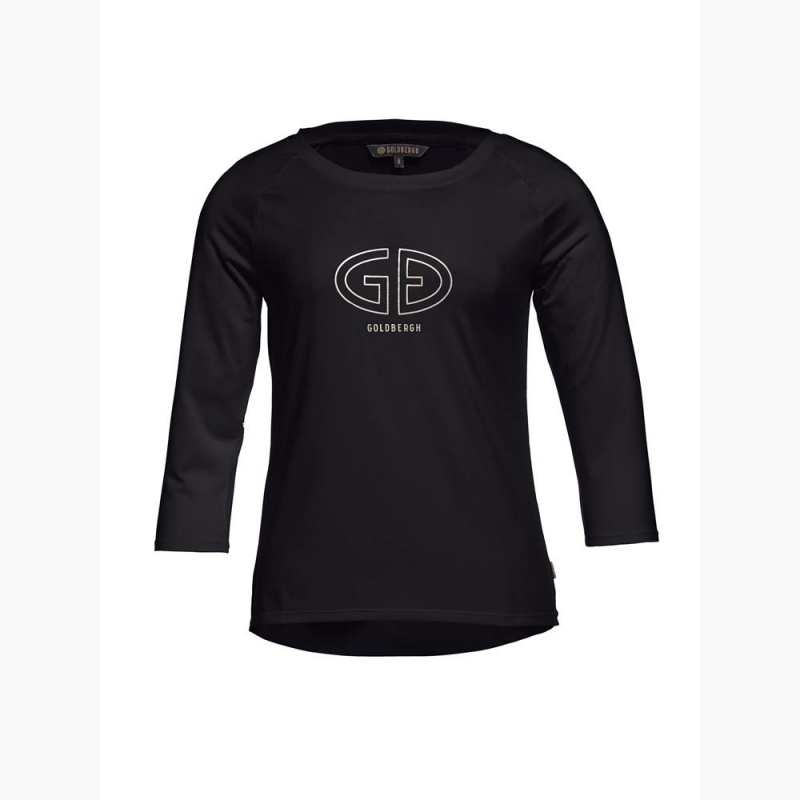 Tricko Goldbergh RAVEN 3/4 sleeve Čierne | ZYMXKTP-56